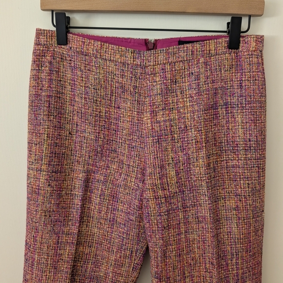 Vintage BCBGMaxAzria Womens 4 Multicolored Silk Metallic Tweed Ankle Pants Y2K - Picture 3 of 7